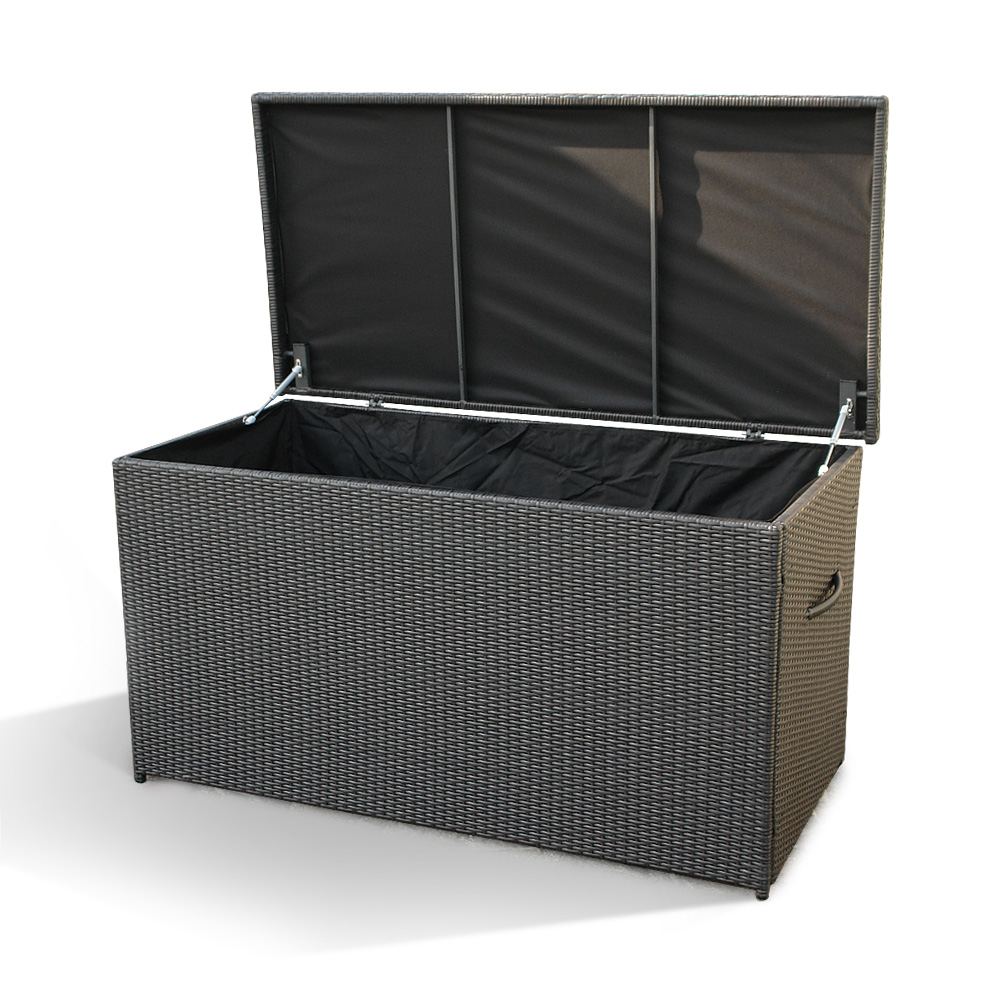 POLY RATTAN STORAGE BOX CASE MODENA 160 CM OUDOOR WICKER CUSHION eBay